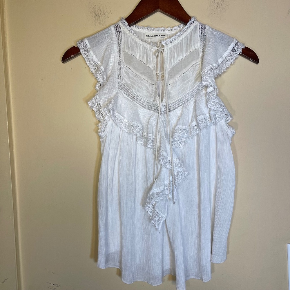 Ulla Johnson White Ruffled Top - image 1